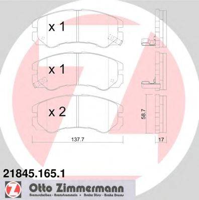 Комплект тормозных колодок, дисковый тормоз ZIMMERMANN 218451651