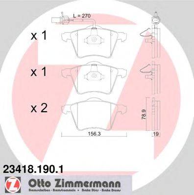 Комплект тормозных колодок, дисковый тормоз ZIMMERMANN 23418.190.1