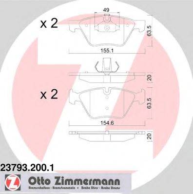 Комплект тормозных колодок, дисковый тормоз ZIMMERMANN 23793