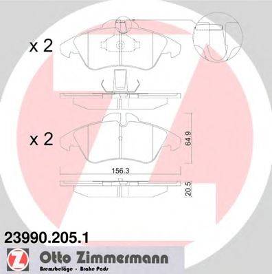 Комплект тормозных колодок, дисковый тормоз ZIMMERMANN 23990.205.1