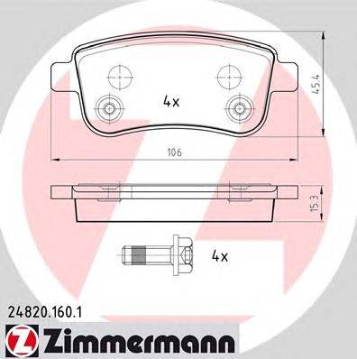 Комплект тормозных колодок, дисковый тормоз ZIMMERMANN 24820