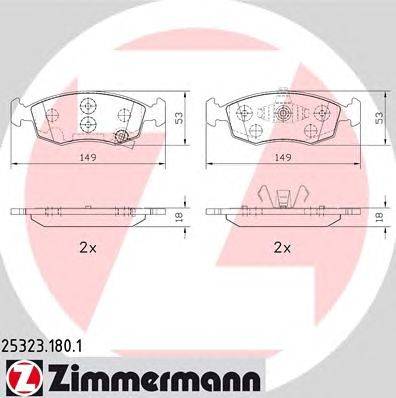 Комплект тормозных колодок, дисковый тормоз ZIMMERMANN 253231801