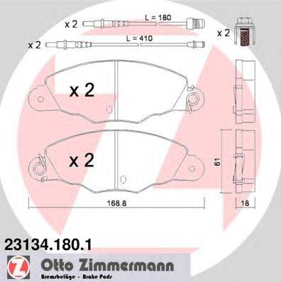 Комплект тормозных колодок, дисковый тормоз ZIMMERMANN 231341801