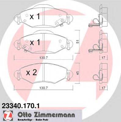 Комплект тормозных колодок, дисковый тормоз ZIMMERMANN 23342