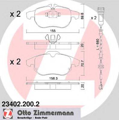 Комплект тормозных колодок, дисковый тормоз ZIMMERMANN 23402.200.2