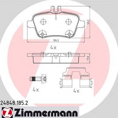 Комплект тормозных колодок, дисковый тормоз ZIMMERMANN 248481852