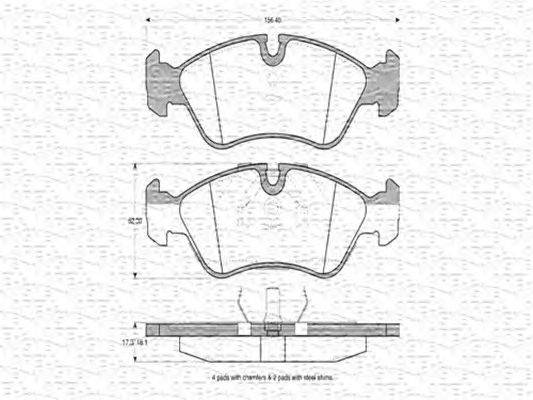 Комплект тормозных колодок, дисковый тормоз MAGNETI MARELLI 21201