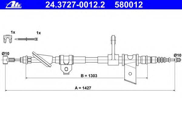 Трос, стояночная тормозная система ATE 24.3727-0012.2