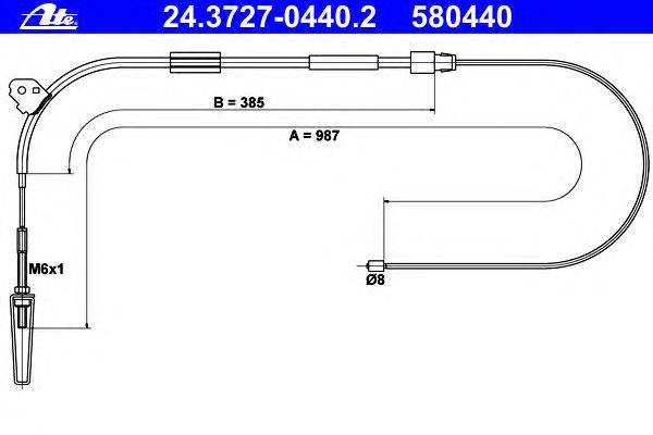 Трос, стояночная тормозная система ATE 24.3727-0440.2
