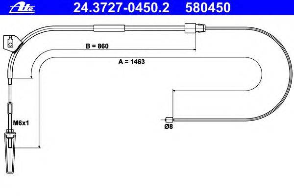 Трос, стояночная тормозная система ATE 24.3727-0450.2