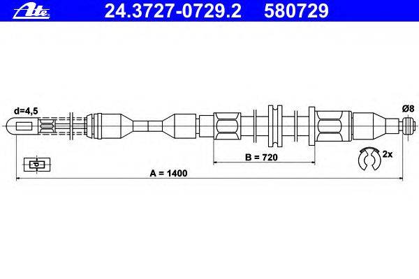 Трос, стояночная тормозная система ATE 24.3727-0729.2