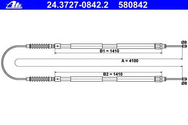 Трос, стояночная тормозная система ATE 24.3727-0842.2