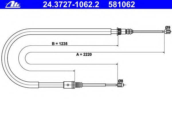 Трос, стояночная тормозная система ATE 24.3727-1062.2