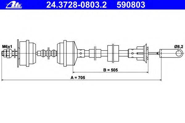 Трос, управление сцеплением ATE 24.3728-0803.2