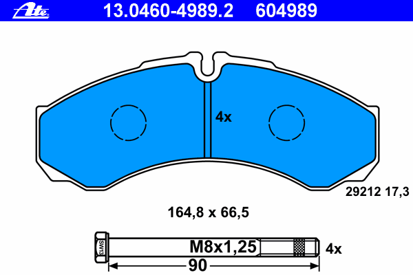 Комплект тормозных колодок, дисковый тормоз ATE 29212
