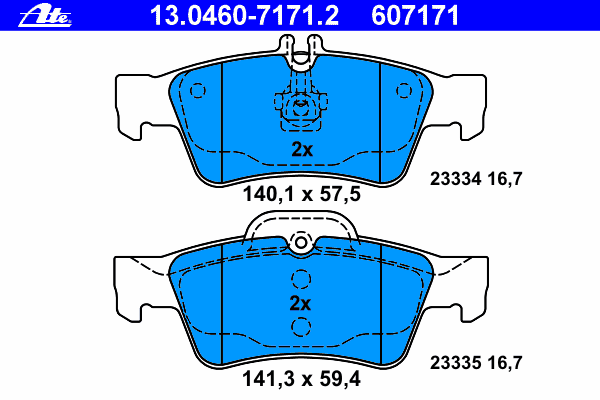 Комплект тормозных колодок, дисковый тормоз ATE 13.0460-7171.2