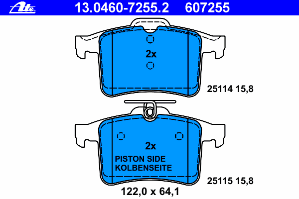 Комплект тормозных колодок, дисковый тормоз ATE 13046072552