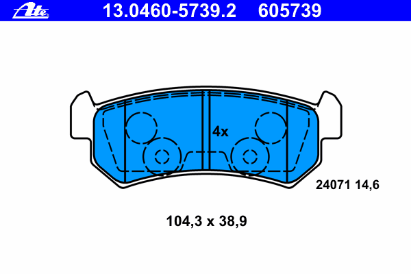Комплект тормозных колодок, дисковый тормоз ATE 24071