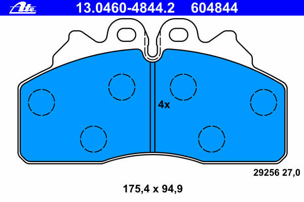 Комплект тормозных колодок, дисковый тормоз ATE 13.0460-4844.2
