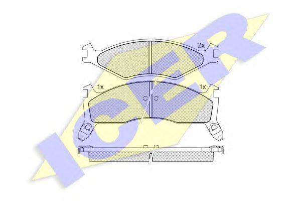 Комплект тормозных колодок, дисковый тормоз ICER 21893