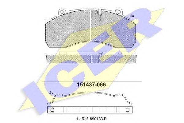 Комплект тормозных колодок, дисковый тормоз ICER 151437066