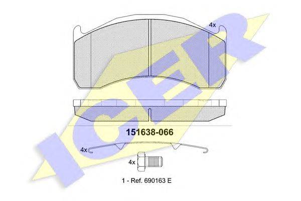 Комплект тормозных колодок, дисковый тормоз ICER 151638