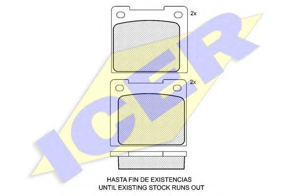 Комплект тормозных колодок, дисковый тормоз ICER 180087