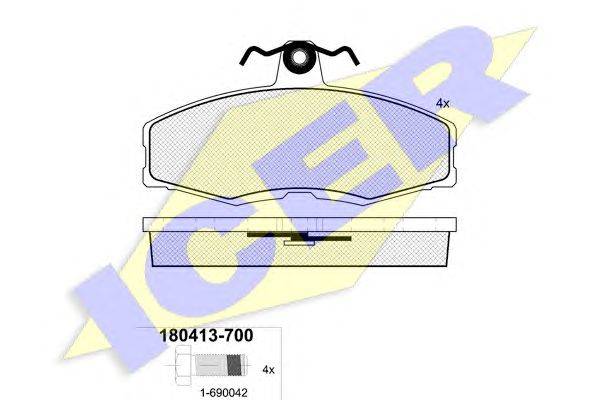 Комплект тормозных колодок, дисковый тормоз ICER 180413