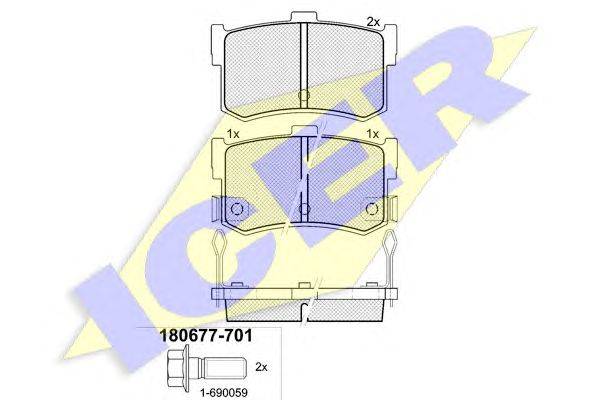 Комплект тормозных колодок, дисковый тормоз ICER 180677