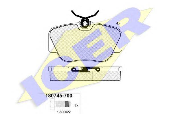 Комплект тормозных колодок, дисковый тормоз ICER 21128