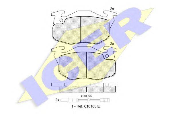 Комплект тормозных колодок, дисковый тормоз ICER 180746