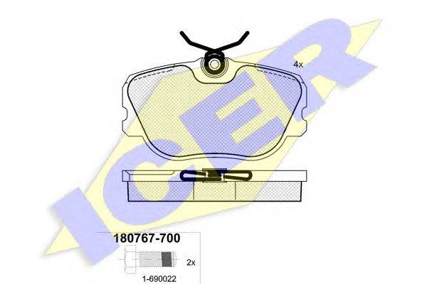Комплект тормозных колодок, дисковый тормоз ICER 21010