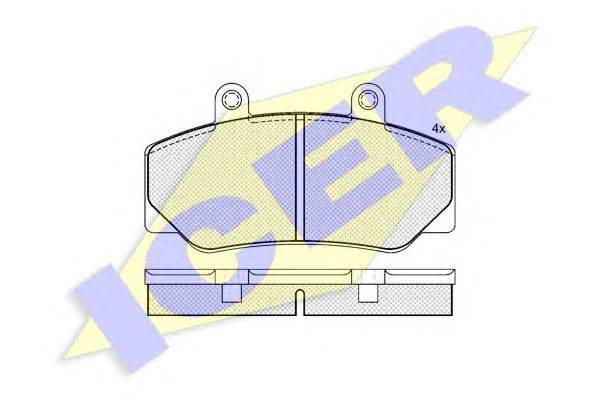 Комплект тормозных колодок, дисковый тормоз ICER 180837