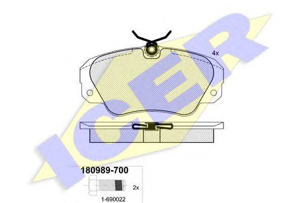 Комплект тормозных колодок, дисковый тормоз ICER 180989
