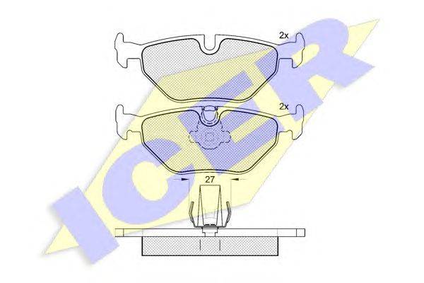 Комплект тормозных колодок, дисковый тормоз ICER 181141