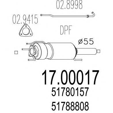 Сажевый / частичный фильтр, система выхлопа ОГ MTS 1700017
