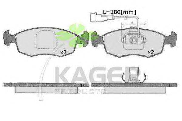 Комплект тормозных колодок, дисковый тормоз KAGER 350143