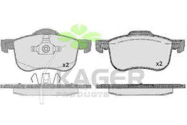 Комплект тормозных колодок, дисковый тормоз KAGER 35-0462
