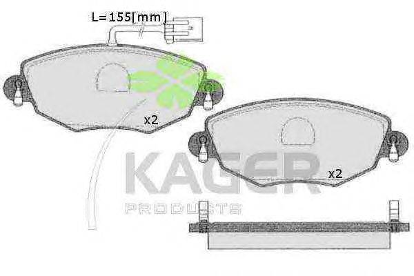 Комплект тормозных колодок, дисковый тормоз KAGER 23279