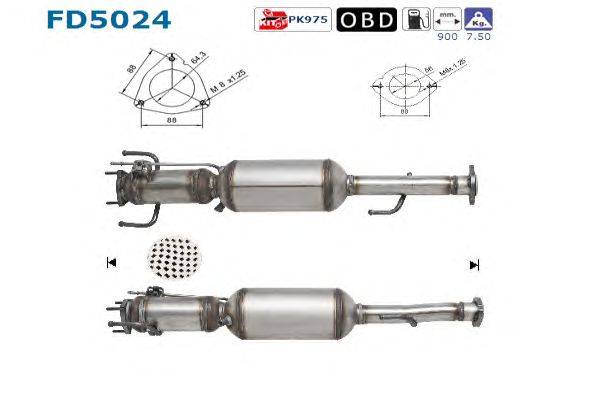 Сажевый / частичный фильтр, система выхлопа ОГ AS FD5024