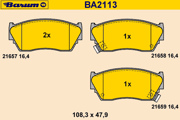 Комплект тормозных колодок, дисковый тормоз BARUM 21657
