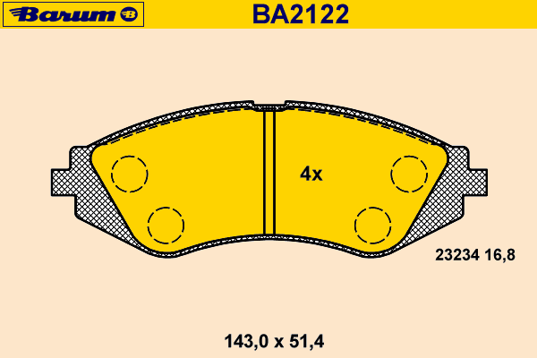 Комплект тормозных колодок, дисковый тормоз BARUM 23234