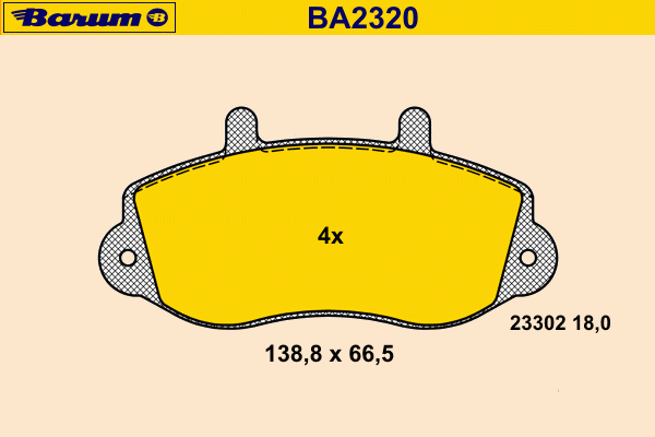 Комплект тормозных колодок, дисковый тормоз BARUM 23302