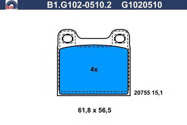 Комплект тормозных колодок, дисковый тормоз GALFER B1.G102-0510.2