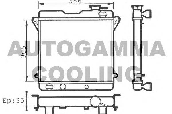 Радиатор, охлаждение двигателя AUTOGAMMA 100250