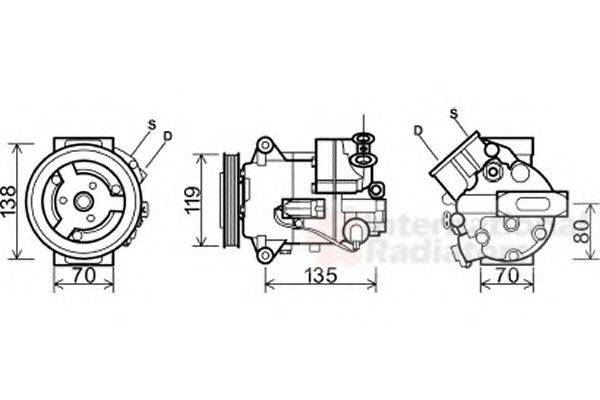 Компрессор, кондиционер VAN WEZEL 3700K495