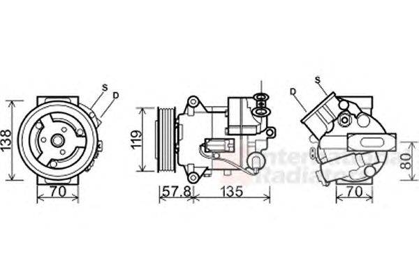 Компрессор, кондиционер VAN WEZEL 3700K496