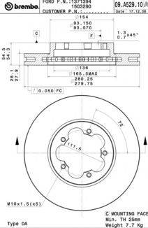 Тормозной диск BREMBO 09.A529.10