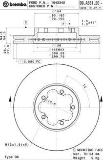 Тормозной диск BREMBO 09A53120