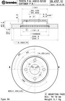 Тормозной диск BREMBO 09.A707.10